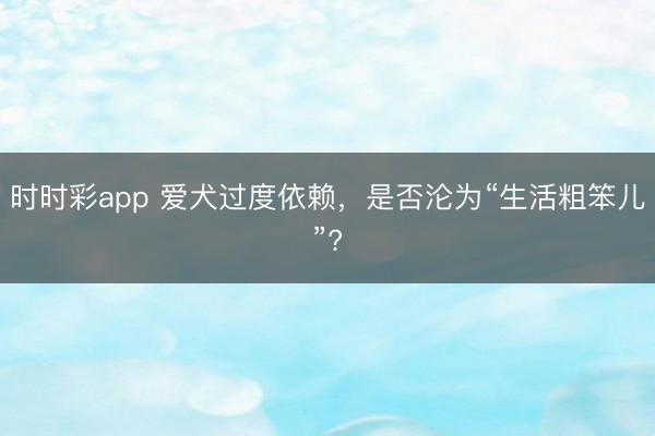 时时彩app 爱犬过度依赖,是否沦为“生活粗笨儿”?