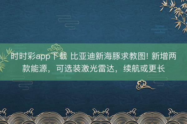 时时彩app下载 比亚迪新海豚求教图! 新增两款能源，可选装激光雷达，续航或更长